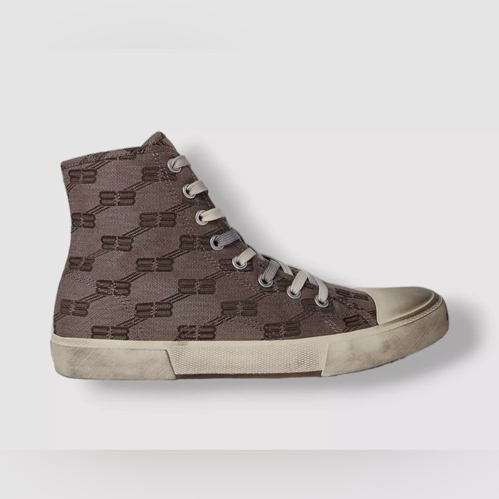 Balenciaga Women’s Brown Paris High-Top Laced Sneakers Shoes